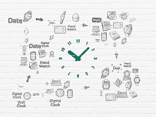 Image showing Timeline concept: Clock on wall background