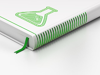 Image showing Science concept: closed book, Flask on white background