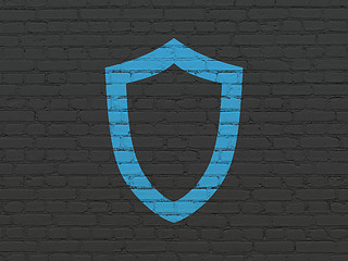 Image showing Privacy concept: Contoured Shield on wall background