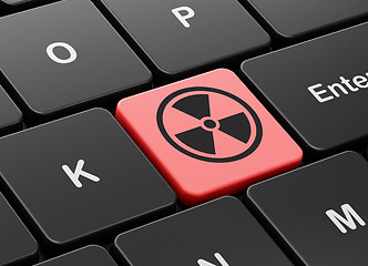 Image showing Science concept: Radiation on computer keyboard background