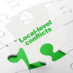 Image showing Political concept: Local-level Conflicts on puzzle background