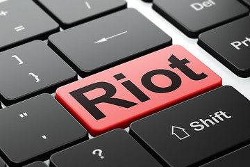 Image showing Political concept: Riot on computer keyboard background