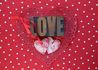 Image showing polka dots and Valentine hearts