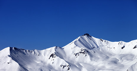 Image showing Panoramic view on off-piste snowy slope