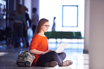 Image showing student girl with laptop computer