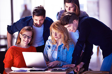 Image showing students group working on school  project  together