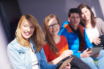 Image showing students group working on school  project  together