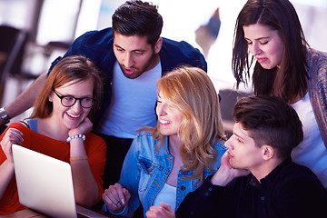 Image showing students group working on school  project  together