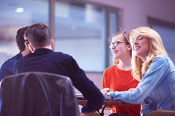 Image showing students group working on school  project  together