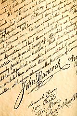 Image showing John Hancock on declaration of independence