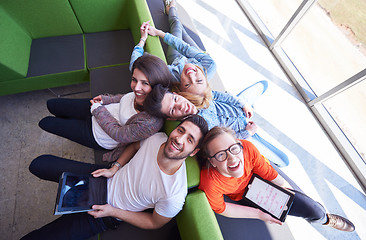 Image showing students group working on school  project  together