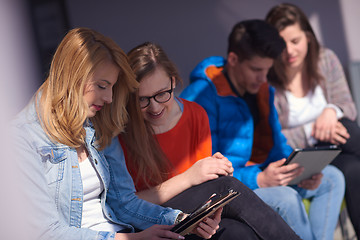 Image showing students group working on school  project  together