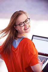 Image showing student girl with laptop computer