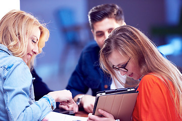 Image showing students group working on school  project  together