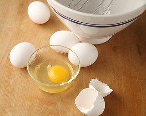 Image showing Eggs on cutting board