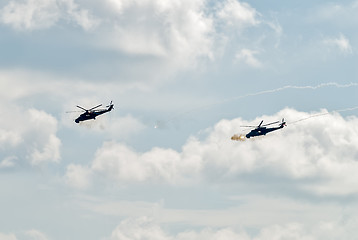 Image showing Attack of MI-24 helicopters by machine guns