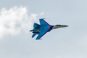 Image showing Russian fighter SU-27 flies