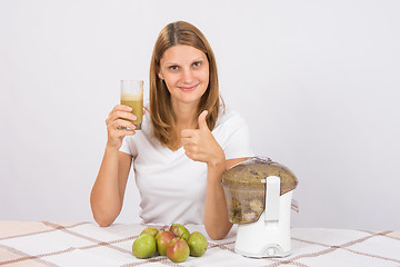 Image showing She likes to drink fresh juices