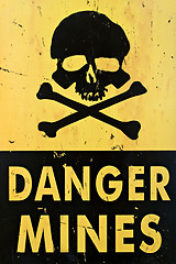Image showing danger mines warning sign closeup