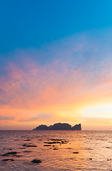 Image showing Phi-Phi Lee island in colorful romantic sunset.