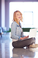 Image showing student girl with laptop computer