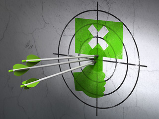 Image showing Political concept: arrows in Protest target on wall background