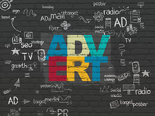 Image showing Advertising concept: Advert on wall background