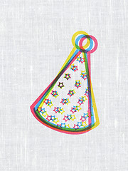 Image showing Entertainment, concept: Party Hat on fabric texture background