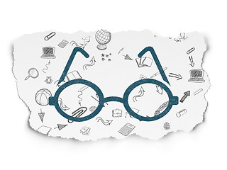 Image showing Studying concept: Glasses on Torn Paper background