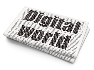 Image showing Data concept: Digital World on Newspaper background