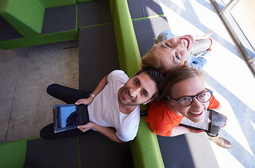 Image showing students group working on school  project  together