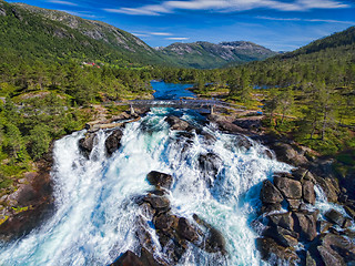 Image showing Likholefossen waterfall in Norway