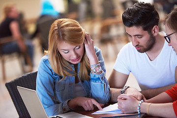 Image showing students group working on school  project  together