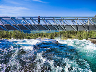 Image showing Girl on bridge in Norway