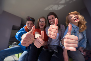 Image showing students group working on school  project  together