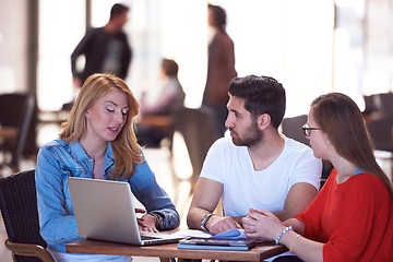 Image showing students group working on school  project  together