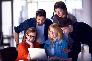 Image showing students group working on school  project  together