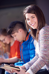 Image showing students group working on school  project  together