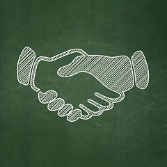 Image showing Politics concept: Handshake on chalkboard background