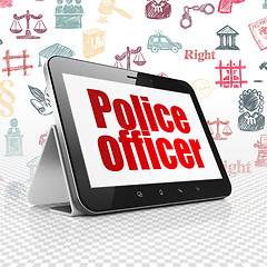 Image showing Law concept: Tablet Computer with Police Officer on display