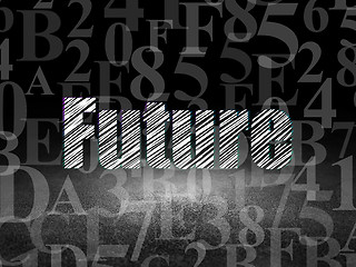 Image showing Timeline concept: Future in grunge dark room
