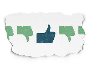 Image showing Social network concept: thumb up icon on Torn Paper background