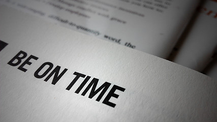 Image showing Be on time word on a book