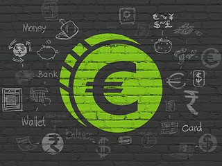 Image showing Currency concept: Euro Coin on wall background