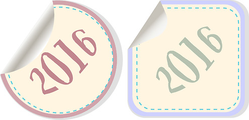 Image showing creative happy new year 2016 design. Flat design. button