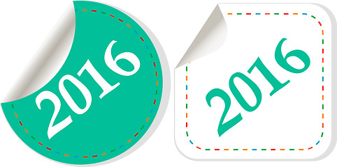 Image showing Happy new year 2016 - vector icon with shadow on a grey button