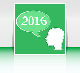 Image showing business woman head with speech bubble,  2016 new year card