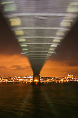 Image showing Verrazano Narrows Bridge in New York from below