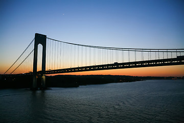 Image showing Verrazano Narrows Bridge in New York City at sunset