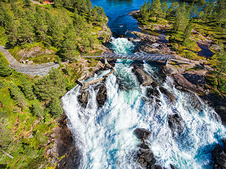 Image showing Likholefossen waterfall from above